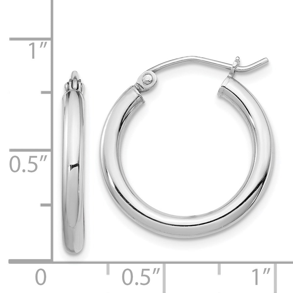 Alternate view of the 2.5mm, Sterling Silver, Classic Round Hoop Earrings - 20mm (3/4 Inch) by The Black Bow Jewelry Co.