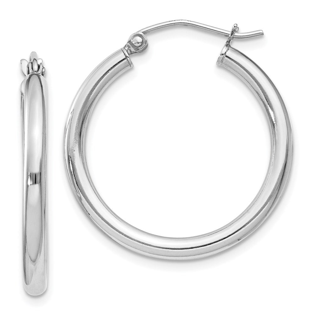 2.5mm, Sterling Silver, Classic Round Hoop Earrings - 24mm (1 Inch), Item E8861-24 by The Black Bow Jewelry Co.