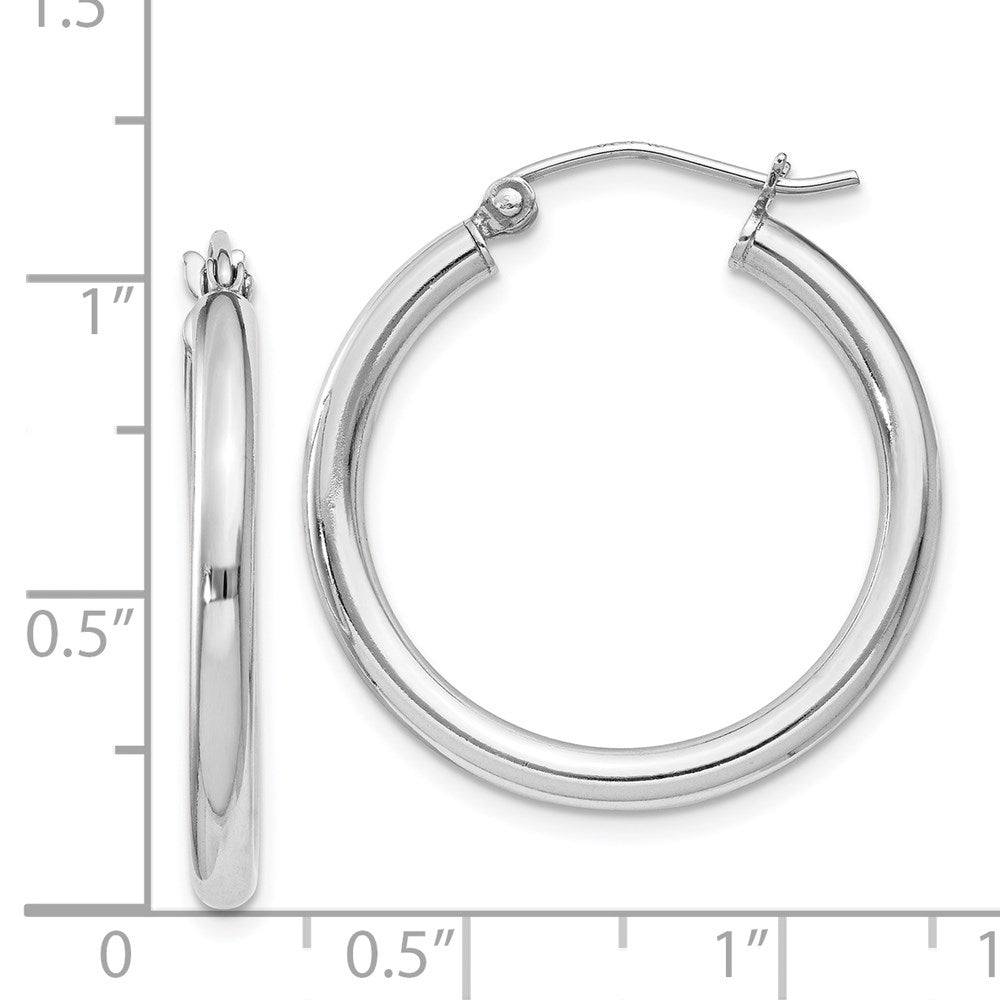 Alternate view of the 2.5mm, Sterling Silver, Classic Round Hoop Earrings - 24mm (1 Inch) by The Black Bow Jewelry Co.