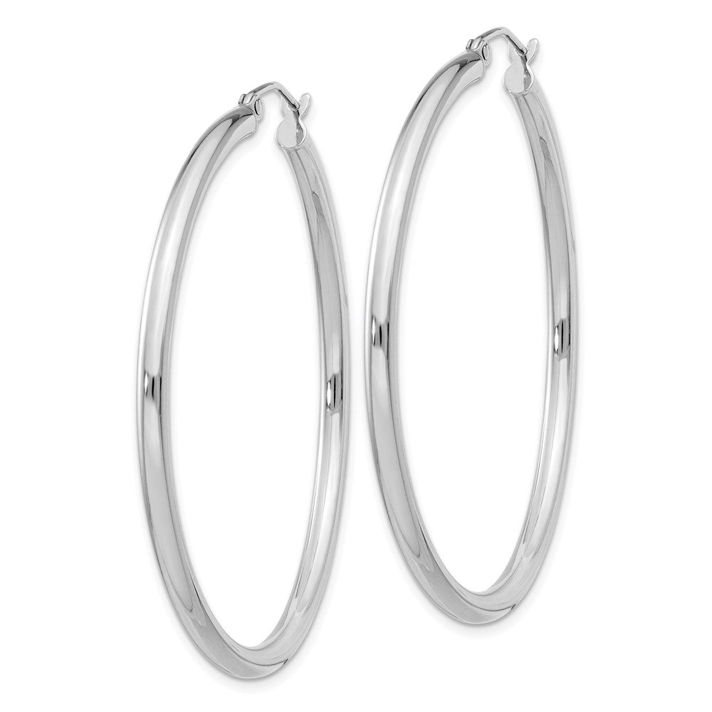 Alternate view of the 2.5mm, Sterling Silver, Classic Round Hoop Earrings - 45mm (1 3/4 In.) by The Black Bow Jewelry Co.