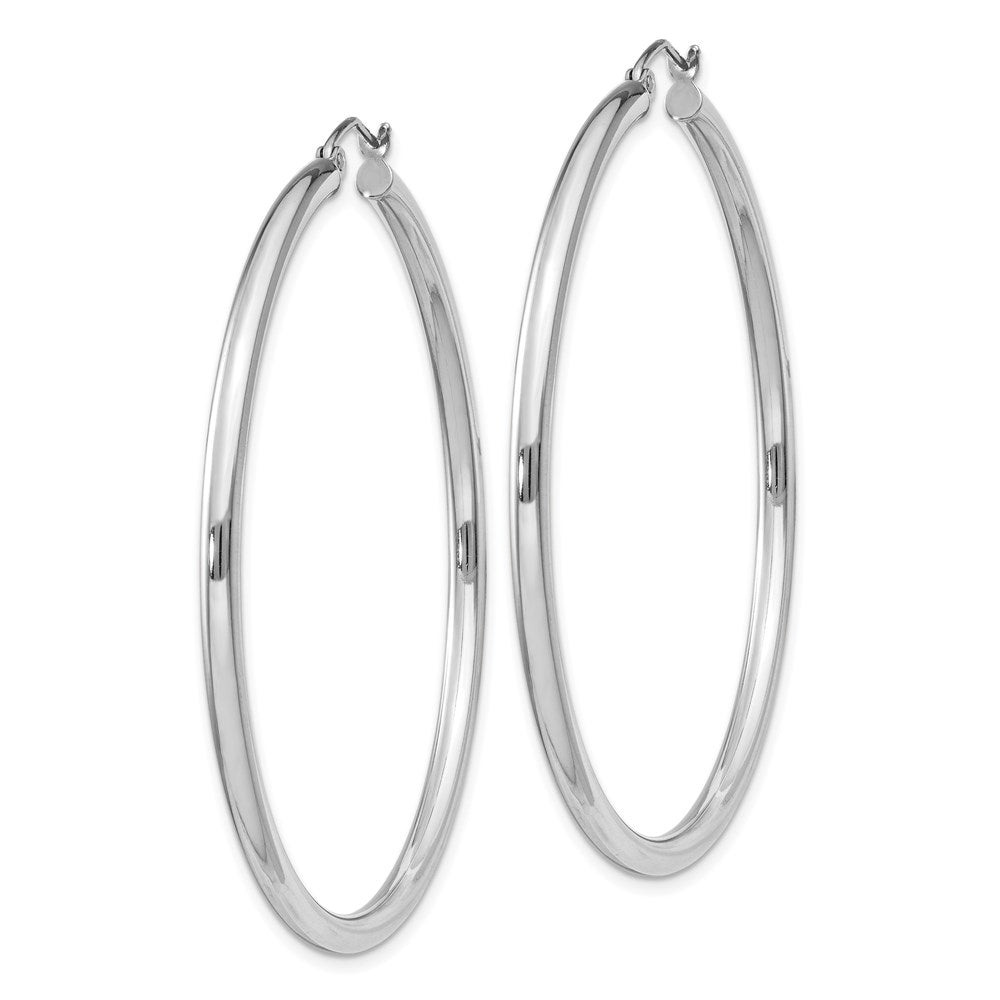 Alternate view of the 2.5mm, Sterling Silver, Classic Round Hoop Earrings - 52mm (2 Inch) by The Black Bow Jewelry Co.