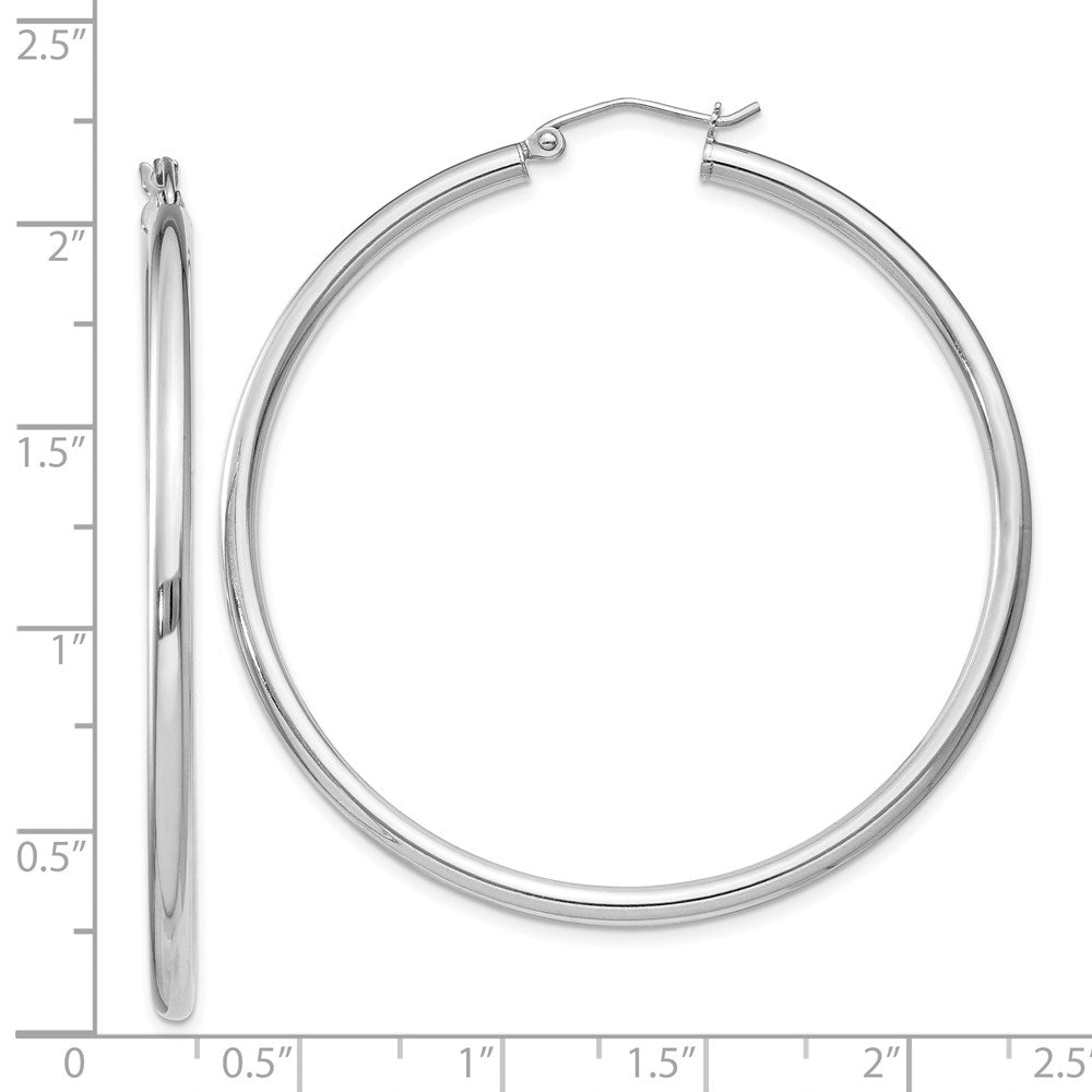 Alternate view of the 2.5mm, Sterling Silver, Classic Round Hoop Earrings - 52mm (2 Inch) by The Black Bow Jewelry Co.