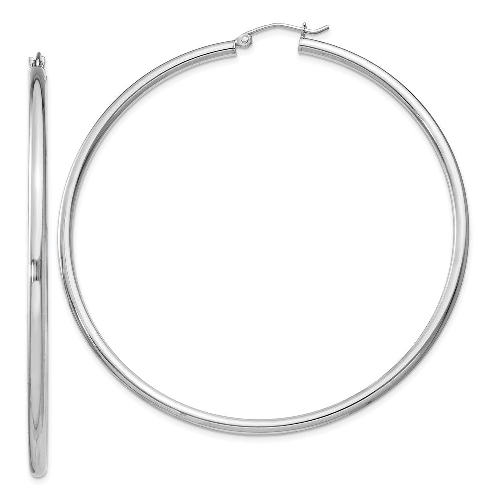 2.5mm Sterling Silver, X-Large Round Hoop Earrings, 65mm (2 1/2 In), Item E8863-65 by The Black Bow Jewelry Co.