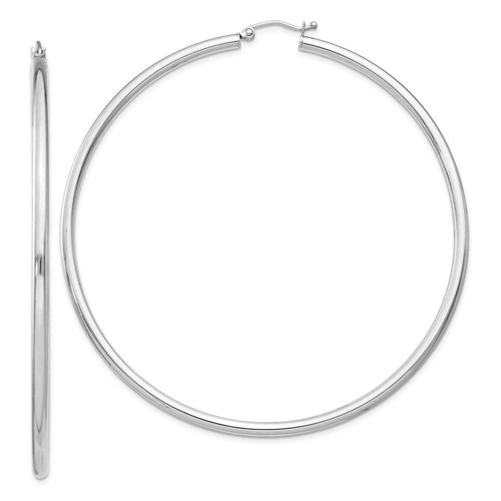 2.5mm Sterling Silver, X-Large Round Hoop Earrings, 70mm (2 3/4 In), Item E8863-70 by The Black Bow Jewelry Co.
