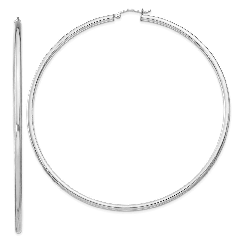 2.5mm Sterling Silver, X-Large Round Hoop Earrings, 80mm (3 1/8 In), Item E8863-80 by The Black Bow Jewelry Co.