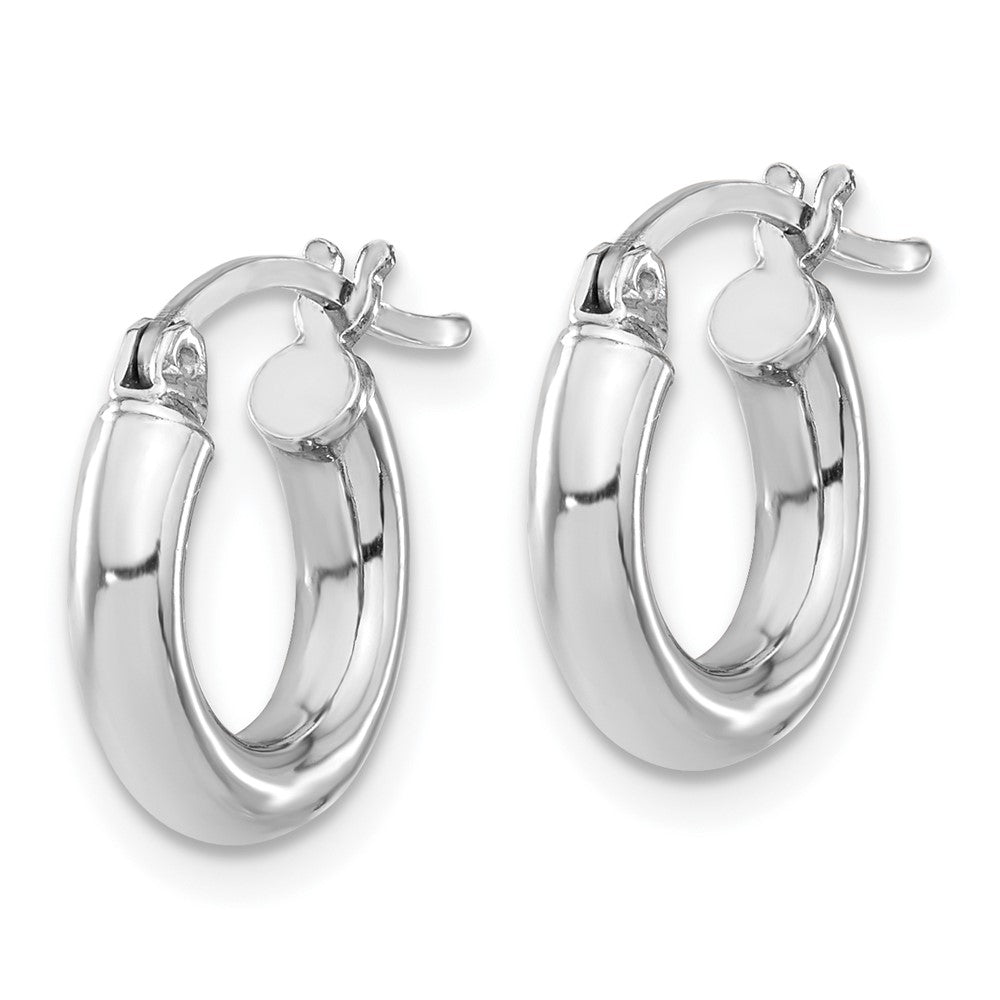 Alternate view of the 3mm, Sterling Silver, Classic Round Hoop Earrings - 14mm (1/2 Inch) by The Black Bow Jewelry Co.