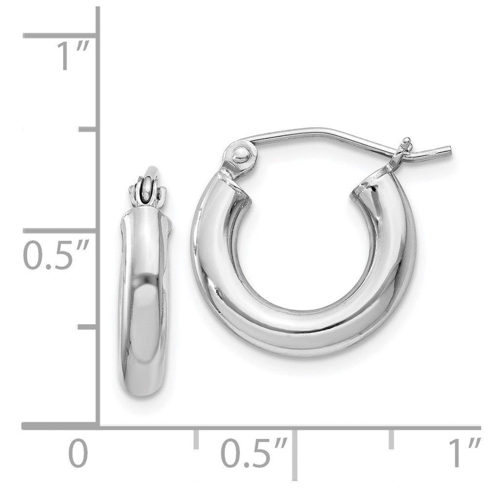 Alternate view of the 3mm, Sterling Silver, Classic Round Hoop Earrings - 14mm (1/2 Inch) by The Black Bow Jewelry Co.