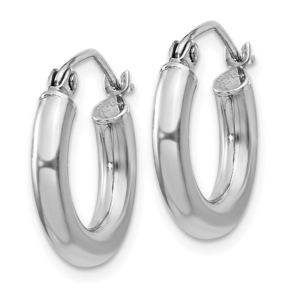 Alternate view of the 3mm, Sterling Silver, Classic Round Hoop Earrings - 16mm (5/8 Inch) by The Black Bow Jewelry Co.