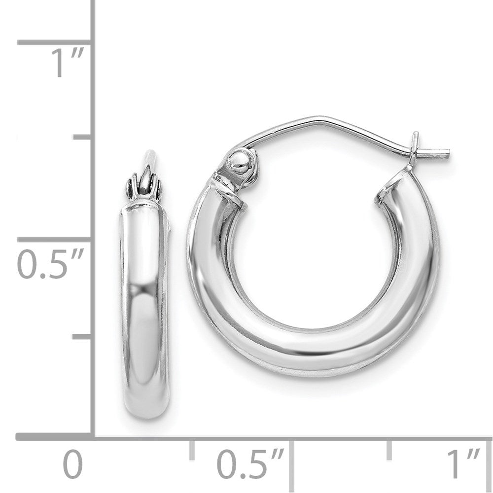 Alternate view of the 3mm, Sterling Silver, Classic Round Hoop Earrings - 16mm (5/8 Inch) by The Black Bow Jewelry Co.