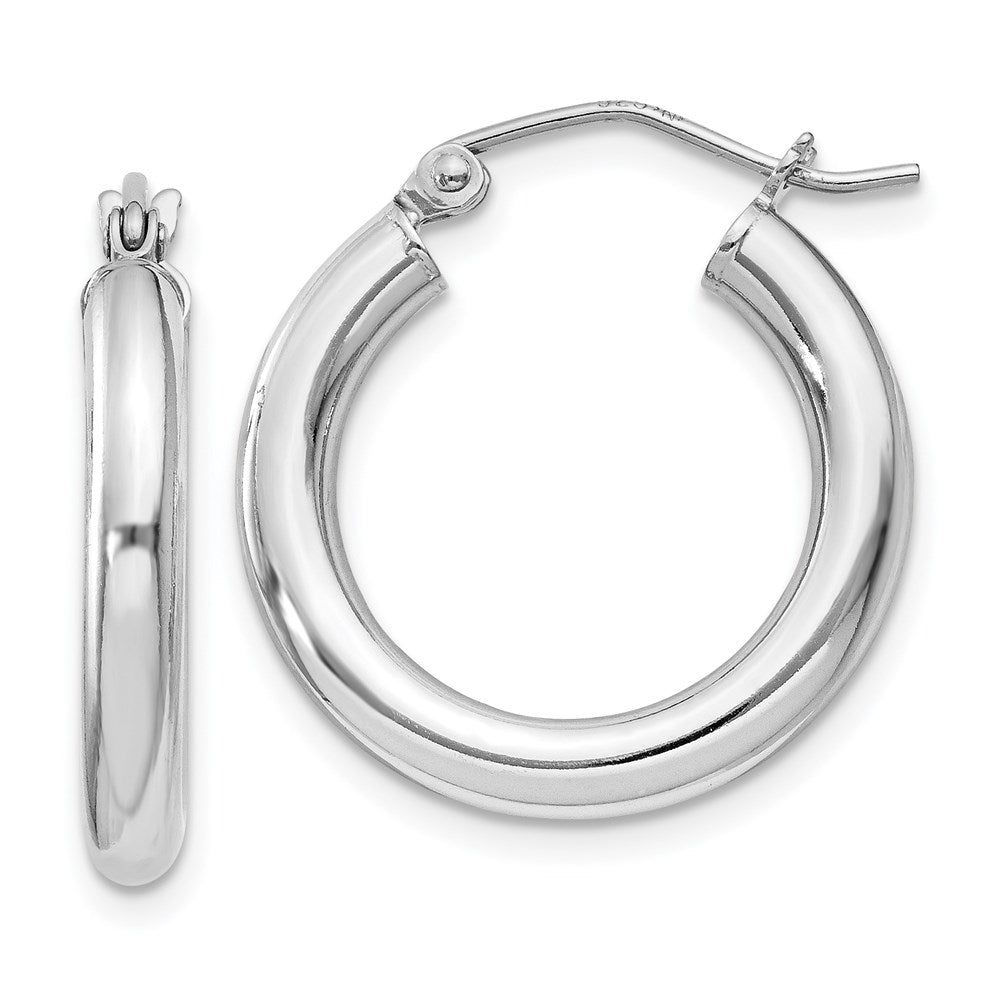 3mm, Sterling Silver, Classic Round Hoop Earrings - 20mm (3/4 Inch), Item E8864-20 by The Black Bow Jewelry Co.