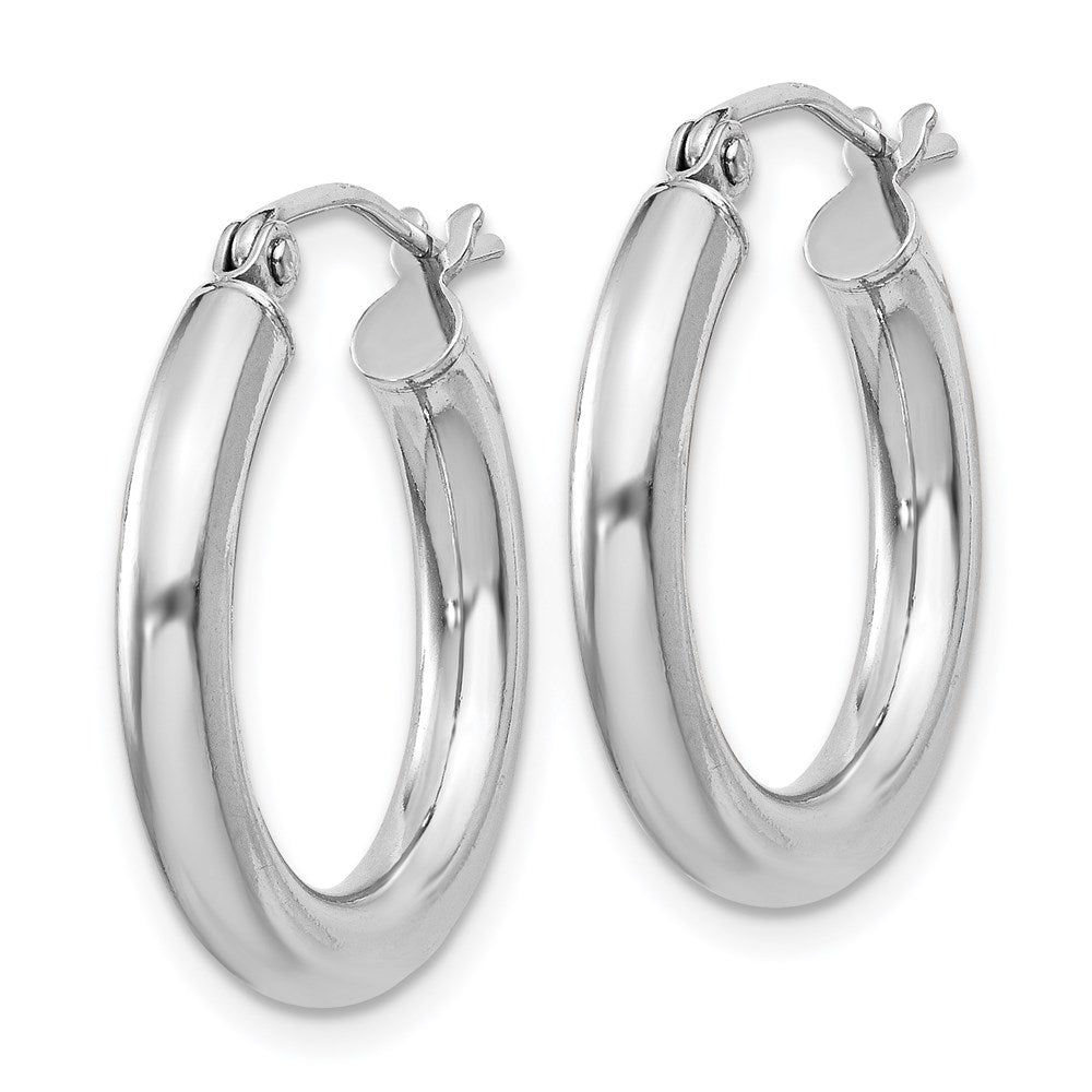 Alternate view of the 3mm, Sterling Silver, Classic Round Hoop Earrings - 20mm (3/4 Inch) by The Black Bow Jewelry Co.