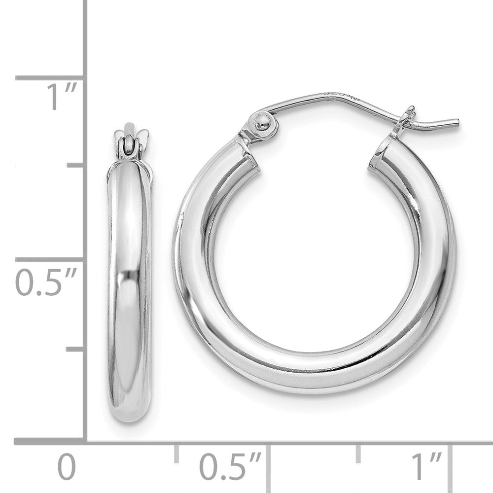 Alternate view of the 3mm, Sterling Silver, Classic Round Hoop Earrings - 20mm (3/4 Inch) by The Black Bow Jewelry Co.
