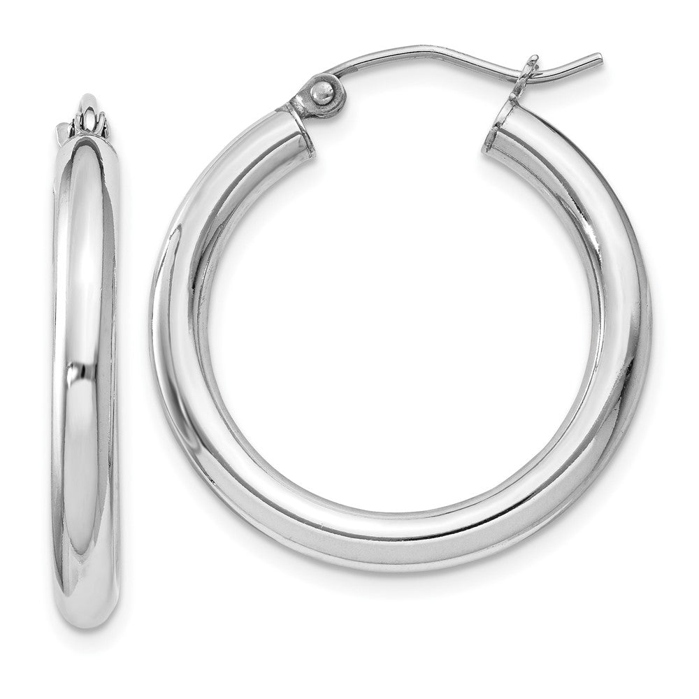 3mm, Sterling Silver, Classic Round Hoop Earrings - 24mm (1 Inch), Item E8865-24 by The Black Bow Jewelry Co.