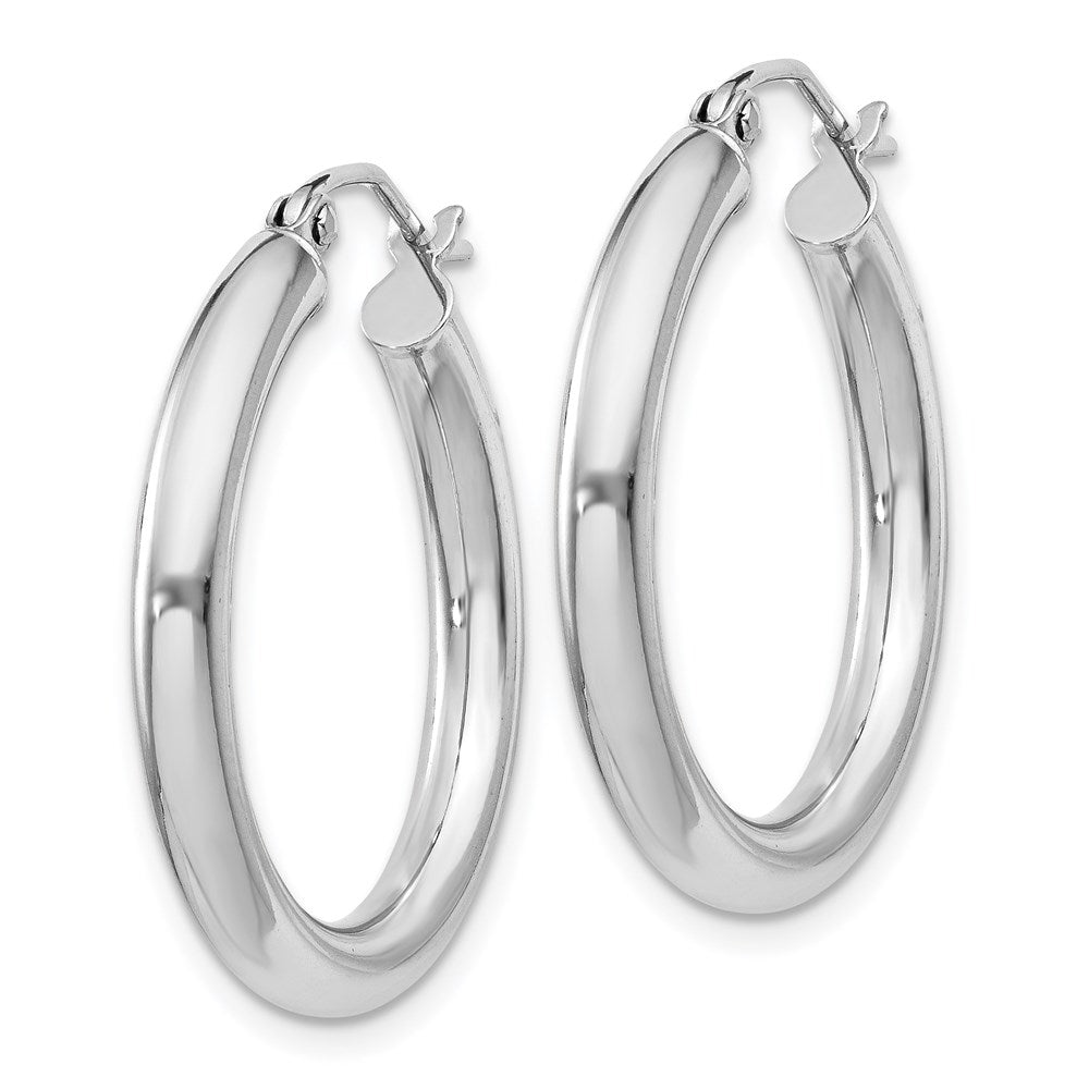 Alternate view of the 3mm, Sterling Silver, Classic Round Hoop Earrings - 24mm (1 Inch) by The Black Bow Jewelry Co.