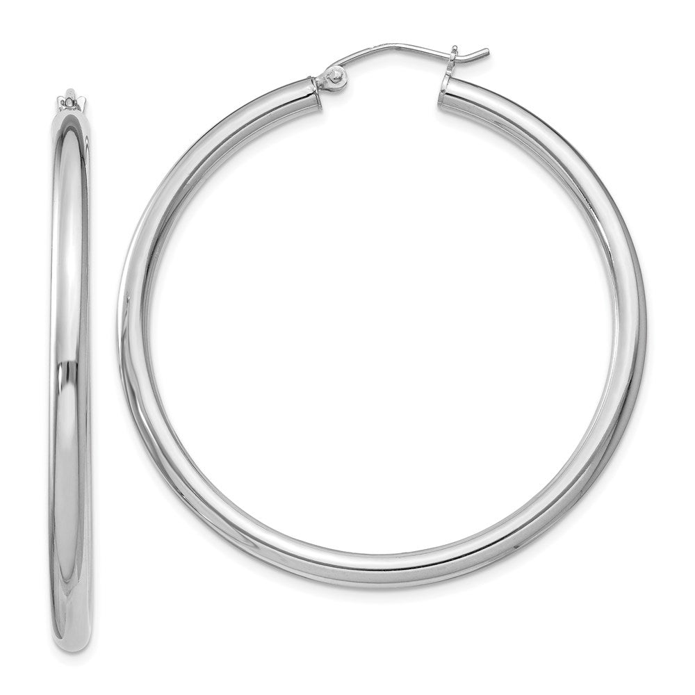 3mm, Sterling Silver, Classic Round Hoop Earrings - 45mm (1 3/4 Inch), Item E8866-45 by The Black Bow Jewelry Co.