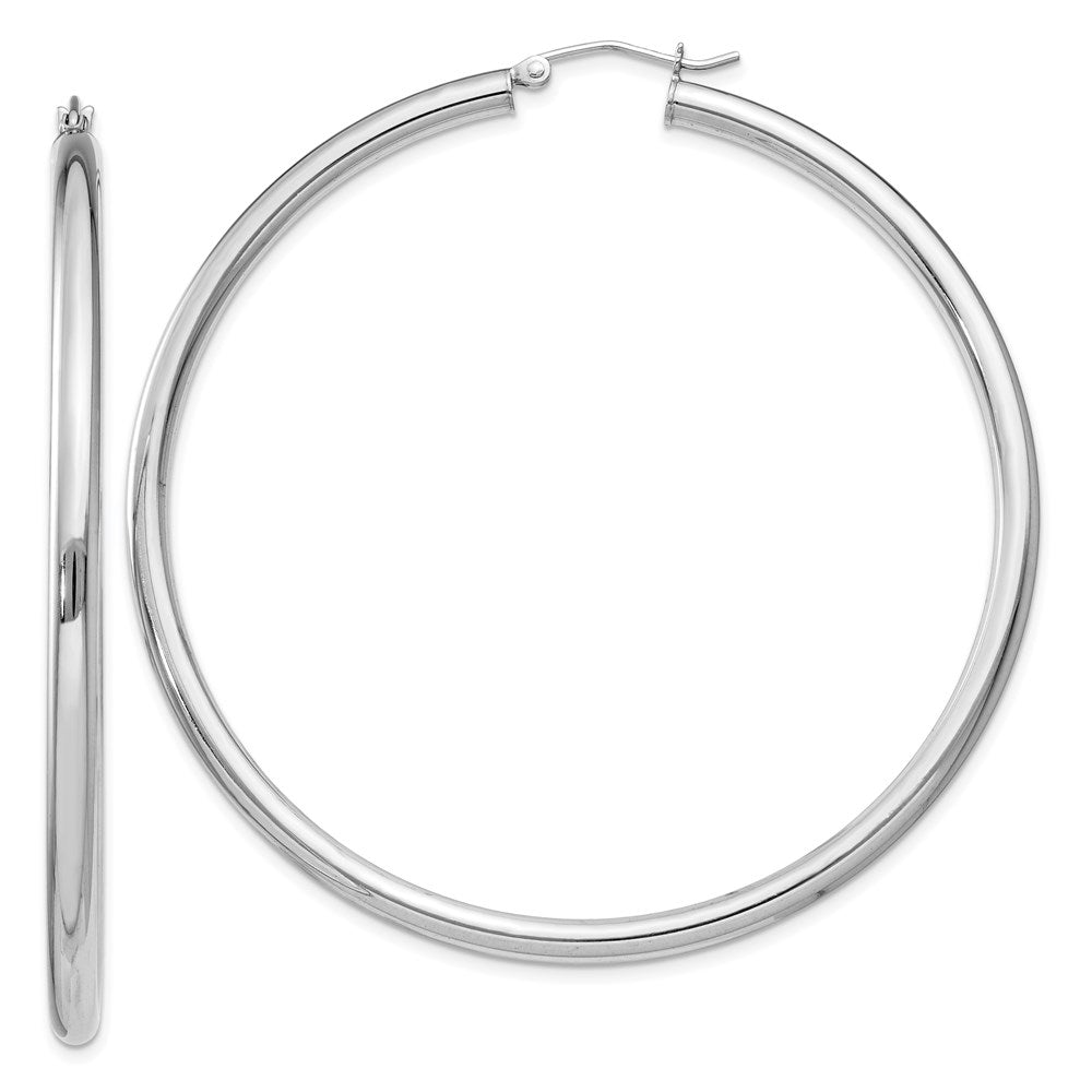 3mm Sterling Silver, Extra Large Round Hoop Earrings, 60mm (2 3/8 In), Item E8867-60 by The Black Bow Jewelry Co.