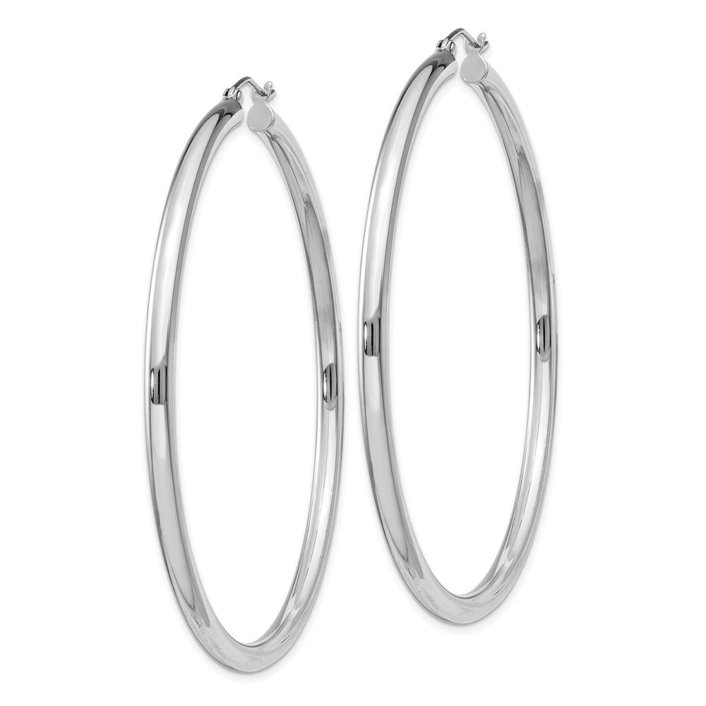 Alternate view of the 3mm Sterling Silver, Extra Large Round Hoop Earrings, 60mm (2 3/8 In) by The Black Bow Jewelry Co.