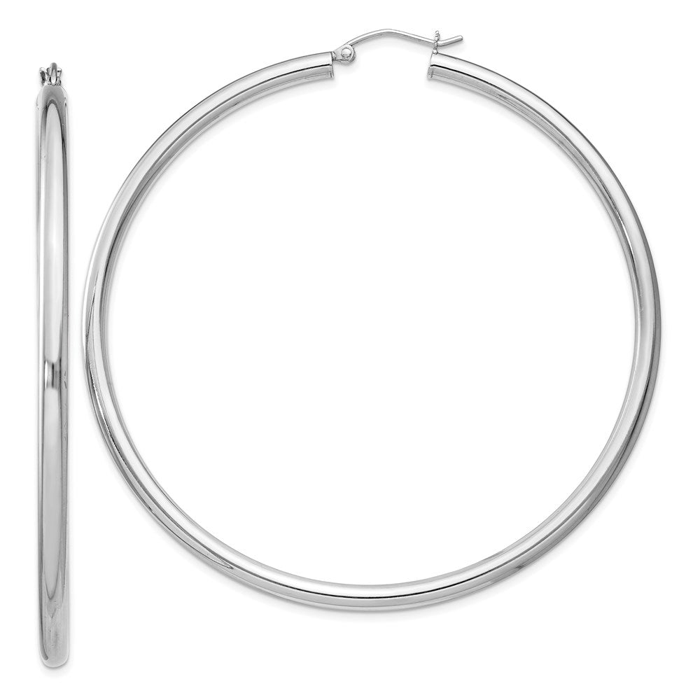 3mm Sterling Silver, Extra Large Round Hoop Earrings, 65mm (2 1/2 In), Item E8867-65 by The Black Bow Jewelry Co.