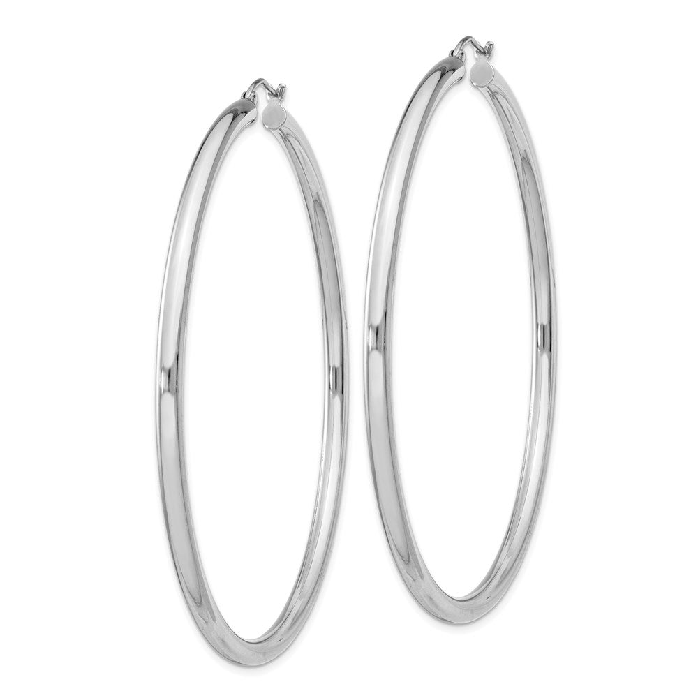 Alternate view of the 3mm Sterling Silver, Extra Large Round Hoop Earrings, 65mm (2 1/2 In) by The Black Bow Jewelry Co.