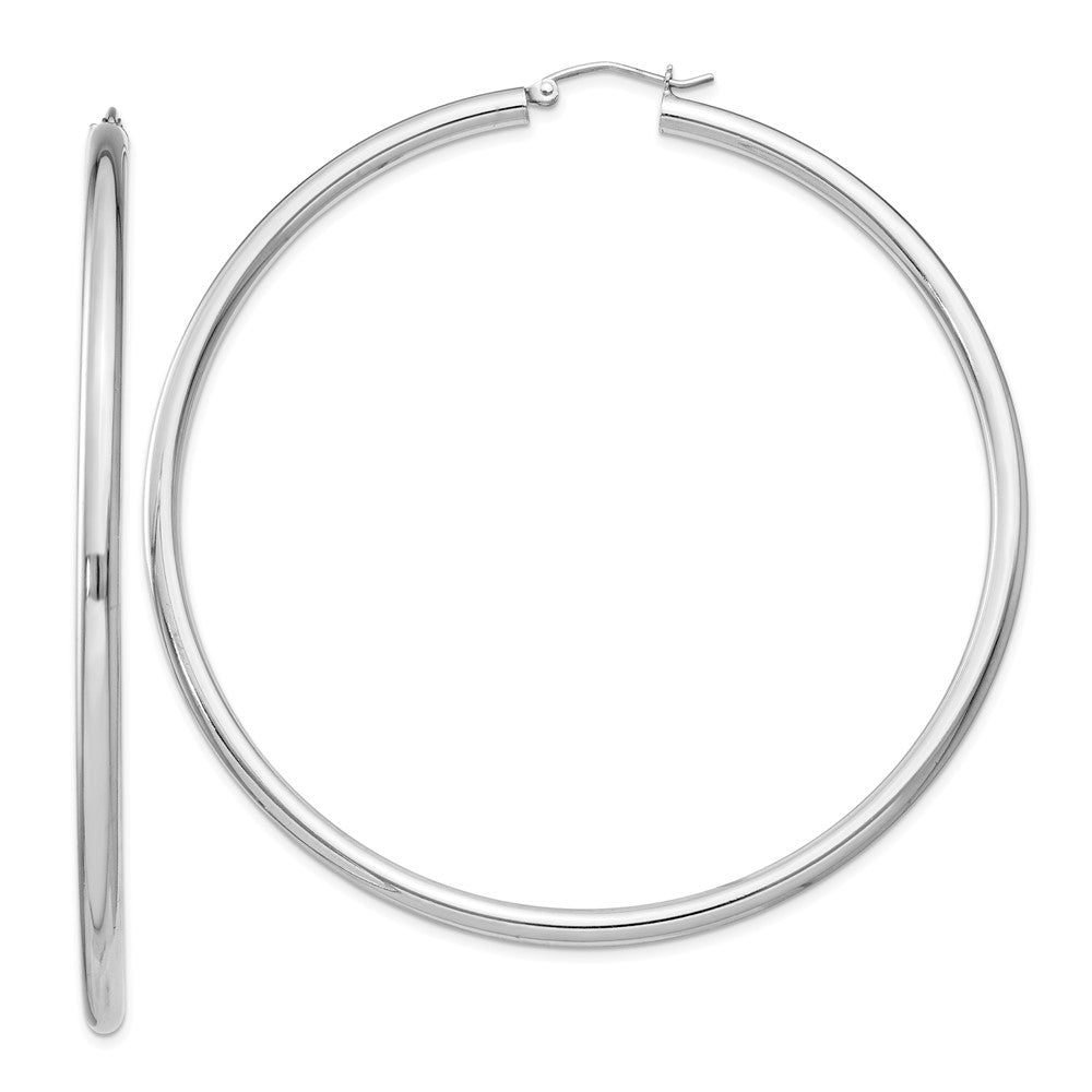 3mm Sterling Silver, Extra Large Round Hoop Earrings, 70mm (2 3/4 In), Item E8867-70 by The Black Bow Jewelry Co.