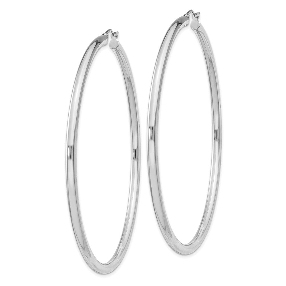 Alternate view of the 3mm Sterling Silver, Extra Large Round Hoop Earrings, 70mm (2 3/4 In) by The Black Bow Jewelry Co.