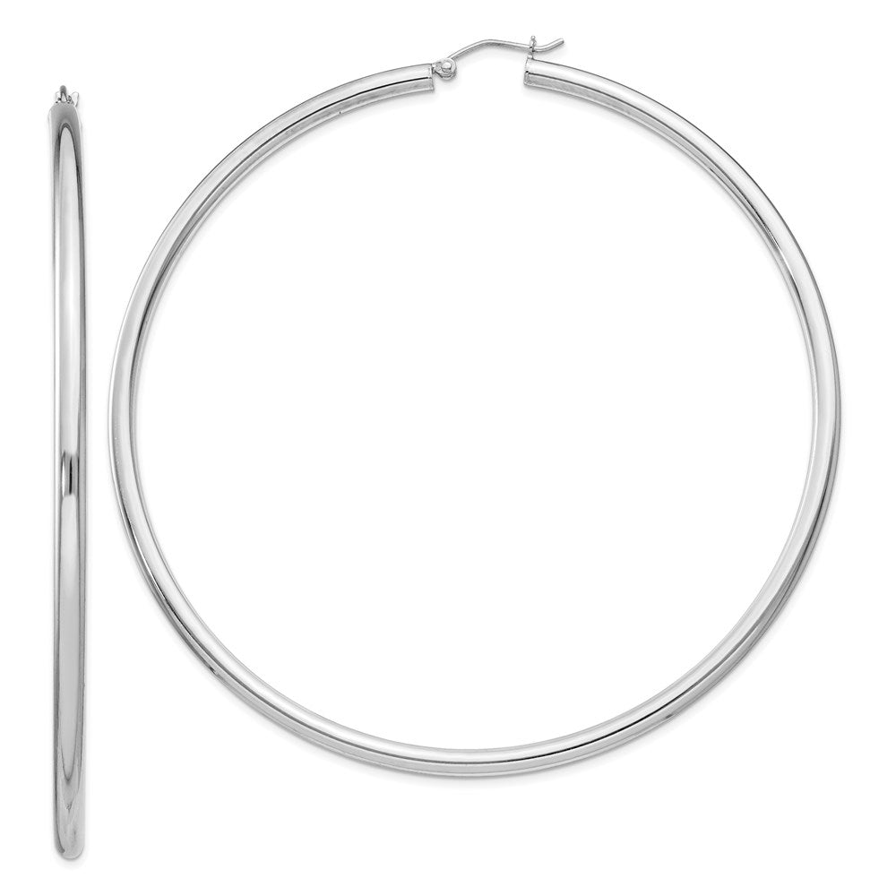 3mm Sterling Silver, Extra Large Round Hoop Earrings, 80mm (3 1/8 In), Item E8867-80 by The Black Bow Jewelry Co.