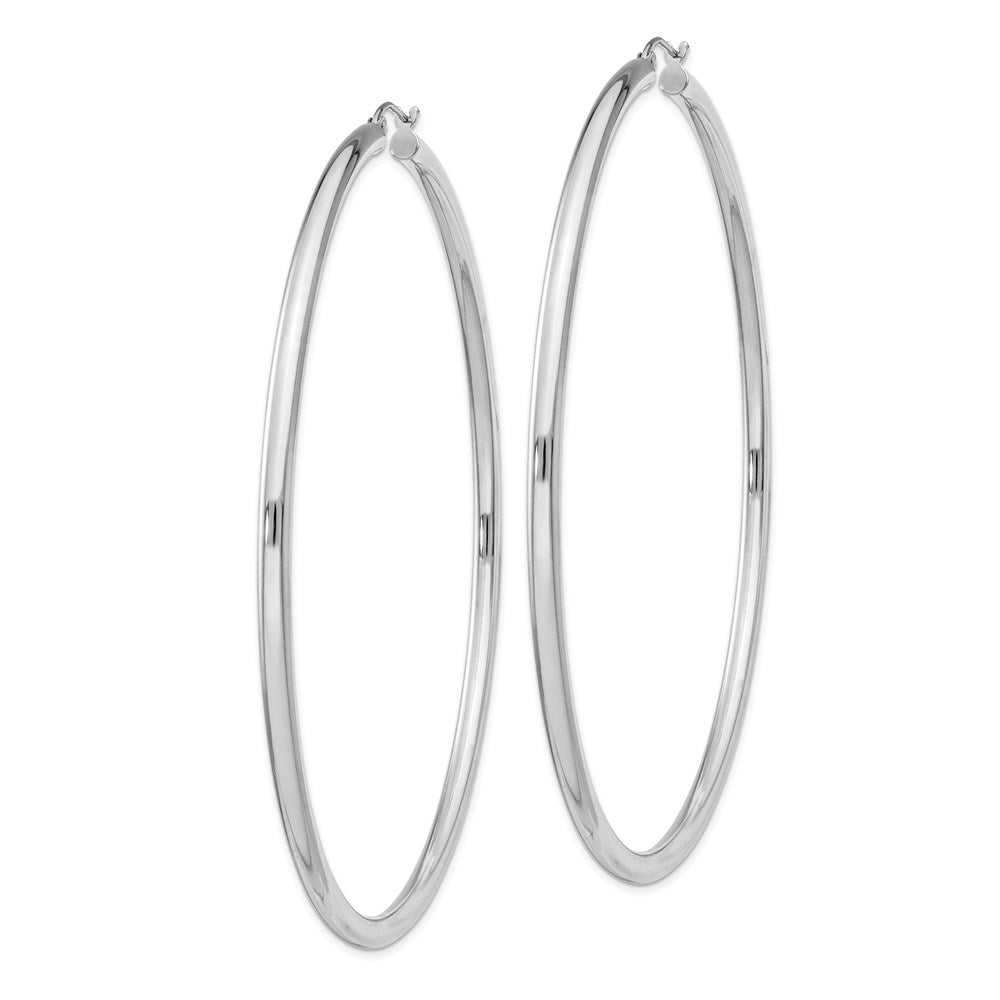 Alternate view of the 3mm Sterling Silver, Extra Large Round Hoop Earrings, 80mm (3 1/8 In) by The Black Bow Jewelry Co.