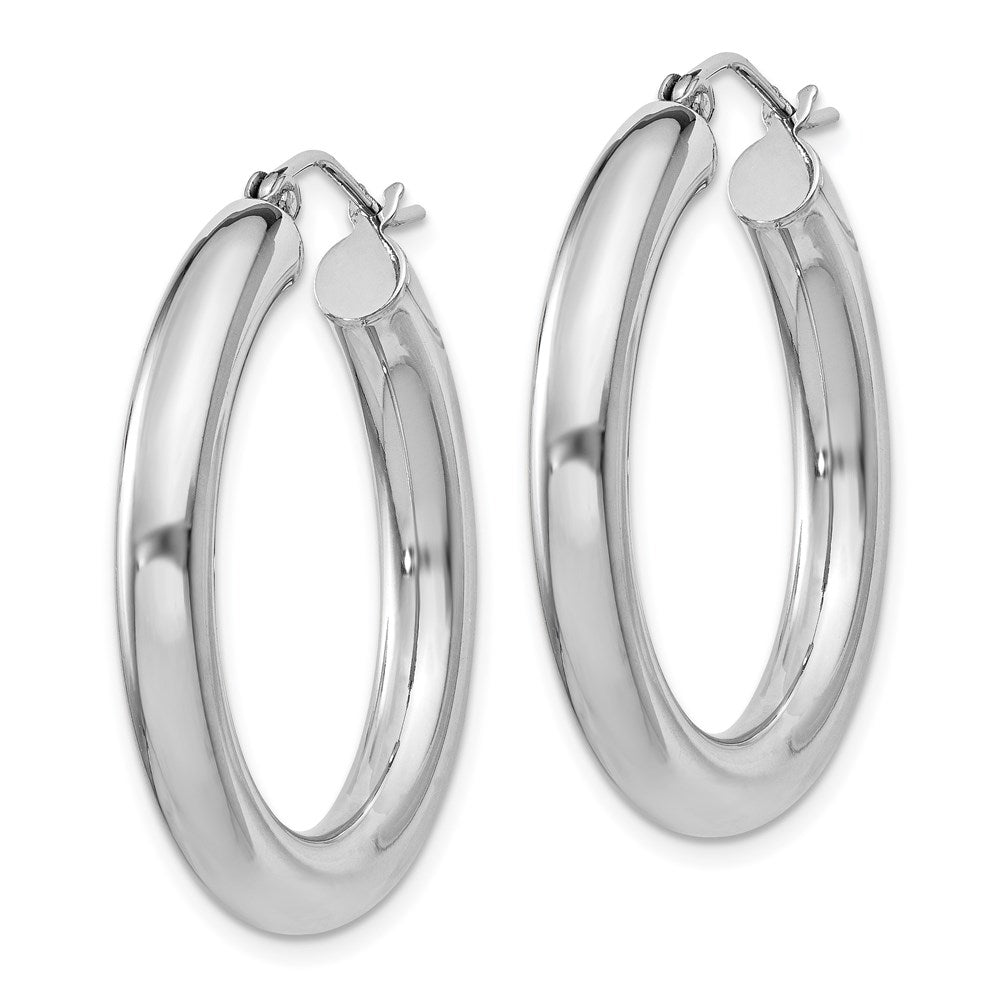 Alternate view of the 4mm, Sterling Silver, Round Hoop Earrings - 30mm (1 1/8 Inch) by The Black Bow Jewelry Co.