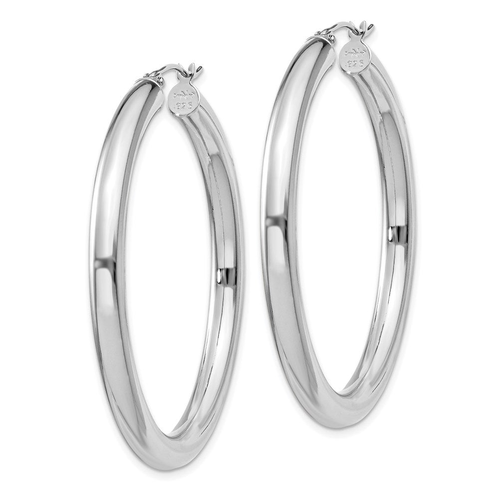 Alternate view of the 4mm, Sterling Silver, Large Round Hoop Earrings - 45mm (1 3/4 Inch) by The Black Bow Jewelry Co.