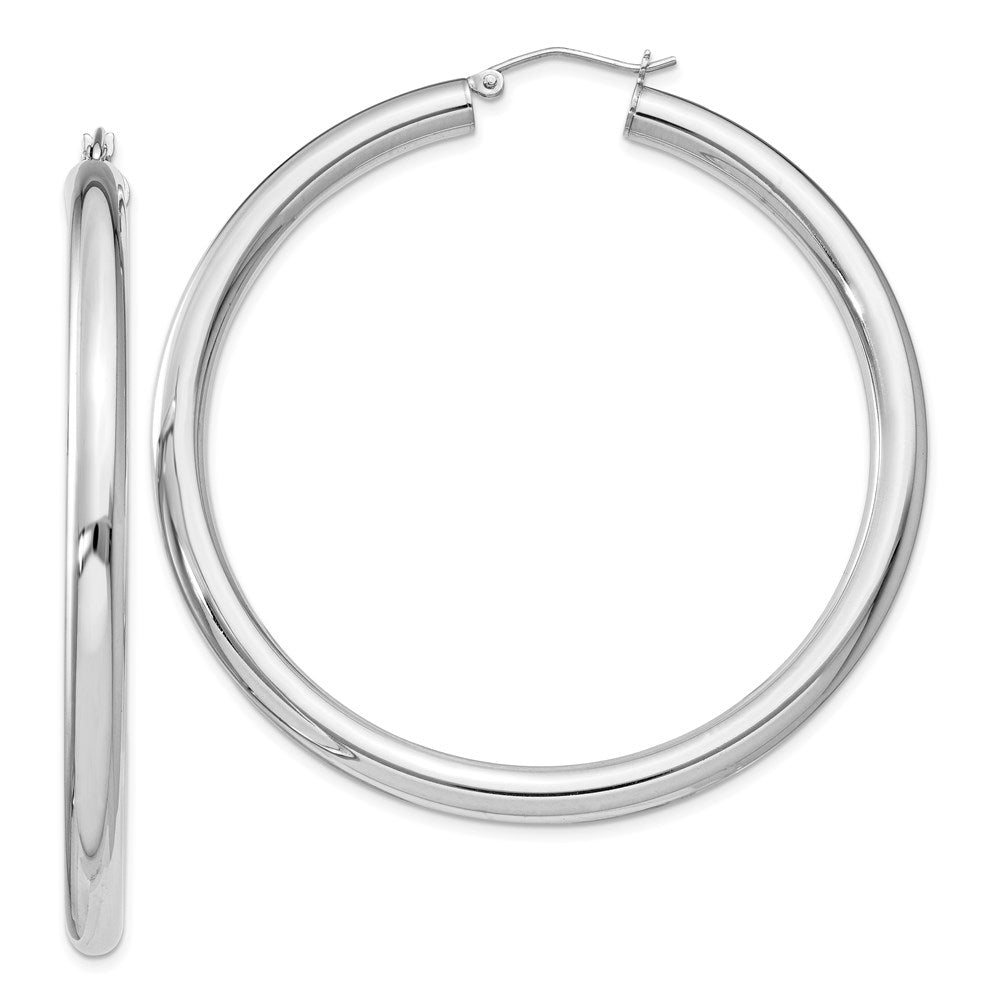 4mm Sterling Silver, Extra Large Round Hoop Earrings, 55mm (2 1/8 In), Item E8870-55 by The Black Bow Jewelry Co.