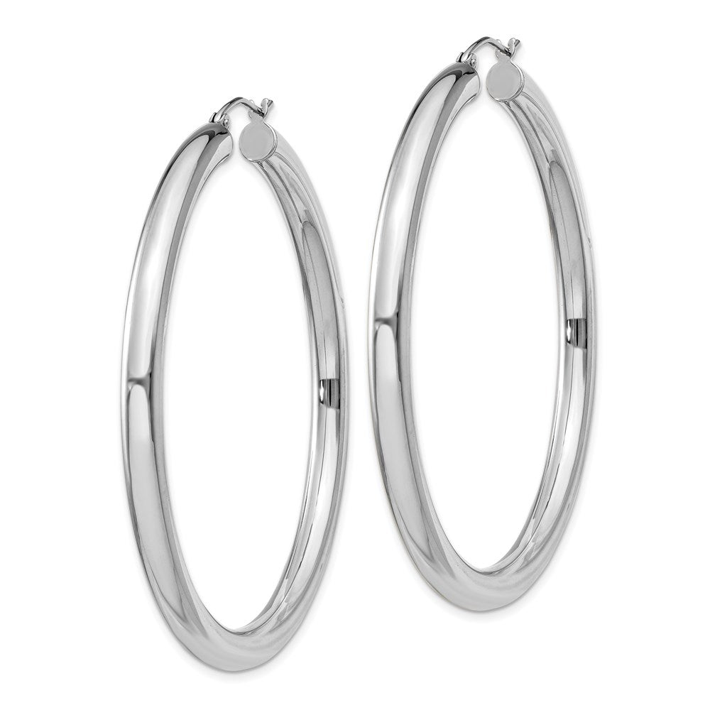 Alternate view of the 4mm Sterling Silver, Extra Large Round Hoop Earrings, 55mm (2 1/8 In) by The Black Bow Jewelry Co.