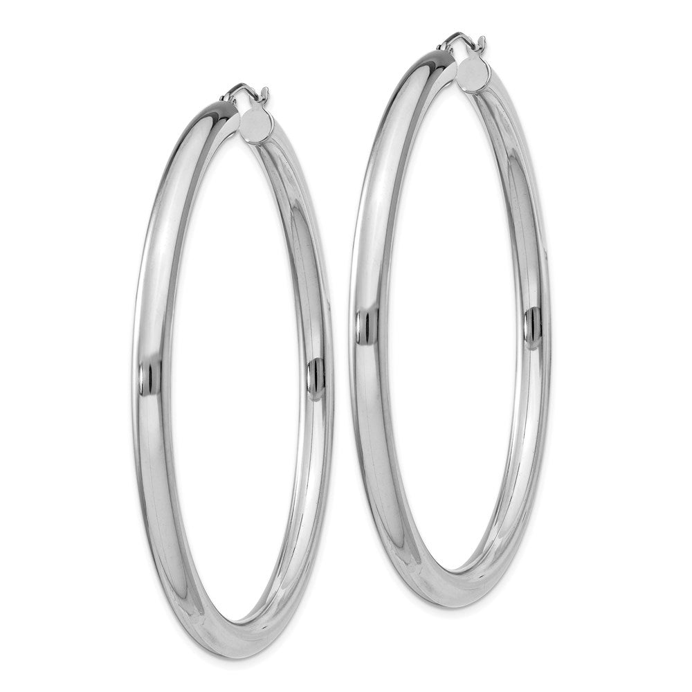 Alternate view of the 4mm Sterling Silver, Extra Large Round Hoop Earrings, 60mm (2 3/8 In) by The Black Bow Jewelry Co.