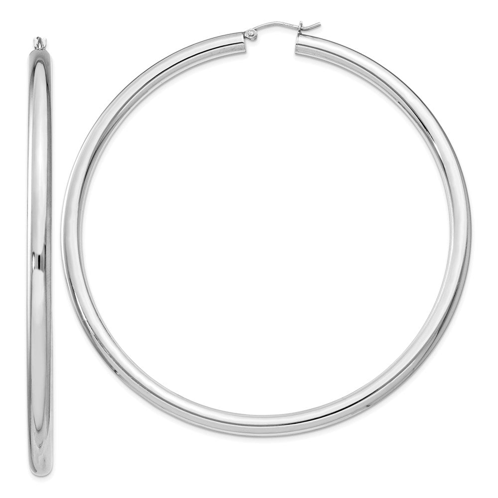4mm Sterling Silver, Extra Large Round Hoop Earrings, 80mm (3 1/8 In), Item E8870-80 by The Black Bow Jewelry Co.