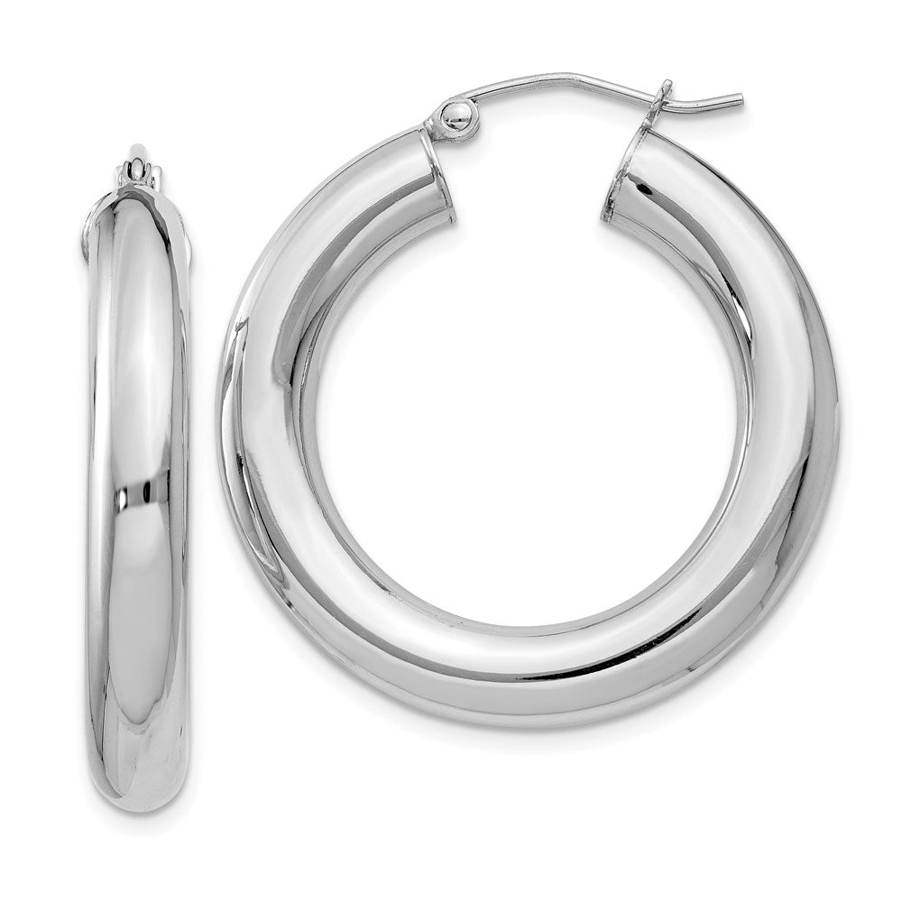 5mm, Sterling Silver, Large Round Hoop Earrings - 30mm (1 1/8 Inch), Item E8871-30 by The Black Bow Jewelry Co.