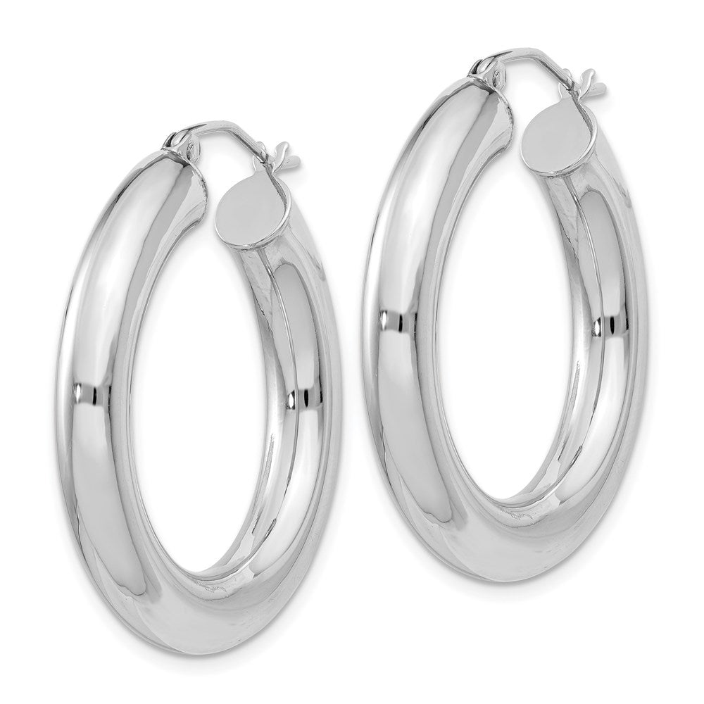 Alternate view of the 5mm, Sterling Silver, Large Round Hoop Earrings - 30mm (1 1/8 Inch) by The Black Bow Jewelry Co.