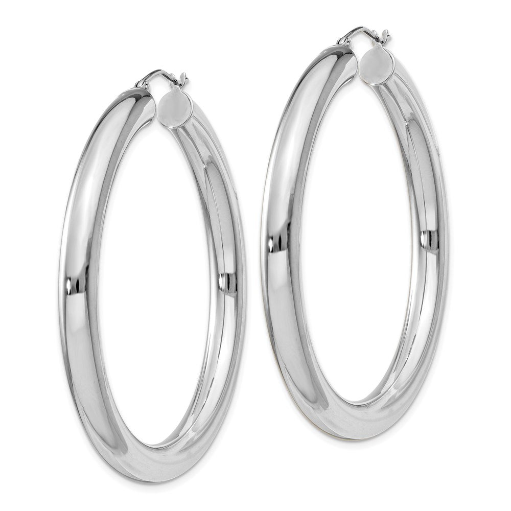 Alternate view of the 5mm, Sterling Silver, Large Round Hoop Earrings - 50mm (1 7/8 Inch) by The Black Bow Jewelry Co.