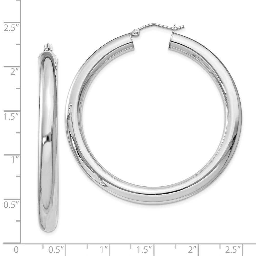 Alternate view of the 5mm, Sterling Silver, Large Round Hoop Earrings - 50mm (1 7/8 Inch) by The Black Bow Jewelry Co.