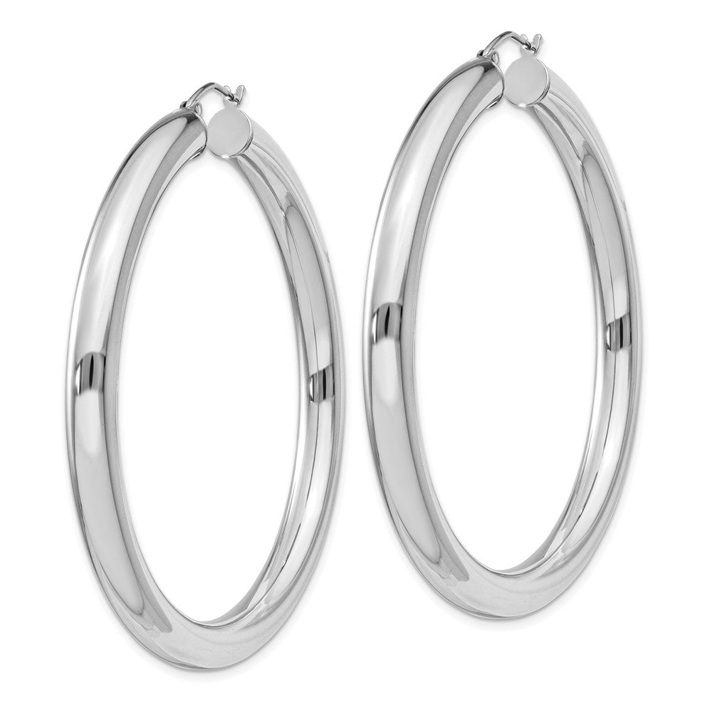 Alternate view of the 5mm Sterling Silver, Extra Large Round Hoop Earrings, 55mm (2 1/8 In) by The Black Bow Jewelry Co.