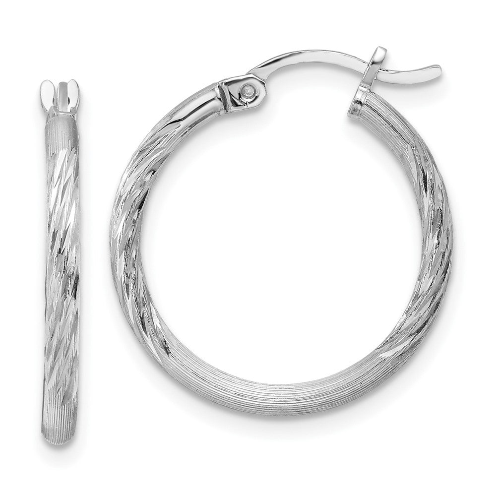 2mm, Satin, Diamond Cut Sterling Silver Hoops - 20mm (3/4 Inch), Item E8874-20 by The Black Bow Jewelry Co.