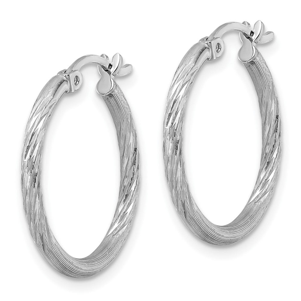 Alternate view of the 2mm, Satin, Diamond Cut Sterling Silver Hoops - 20mm (3/4 Inch) by The Black Bow Jewelry Co.