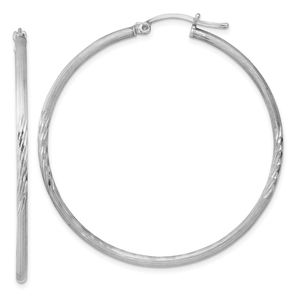 2mm, Satin, Diamond Cut Sterling Silver Hoops - 45mm (1 3/4 Inch), Item E8875-45 by The Black Bow Jewelry Co.