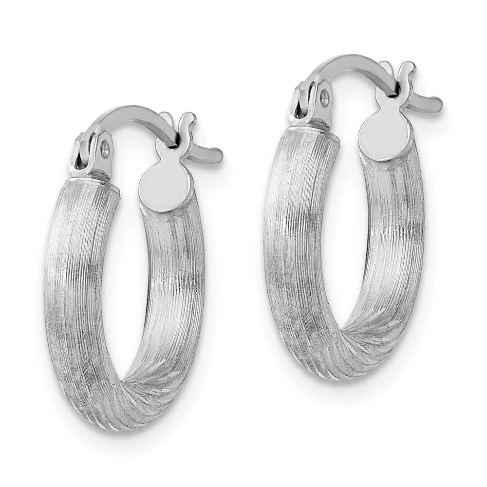 Alternate view of the 3mm, Satin, Diamond Cut Sterling Silver Hoops - 17mm (5/8 Inch) by The Black Bow Jewelry Co.