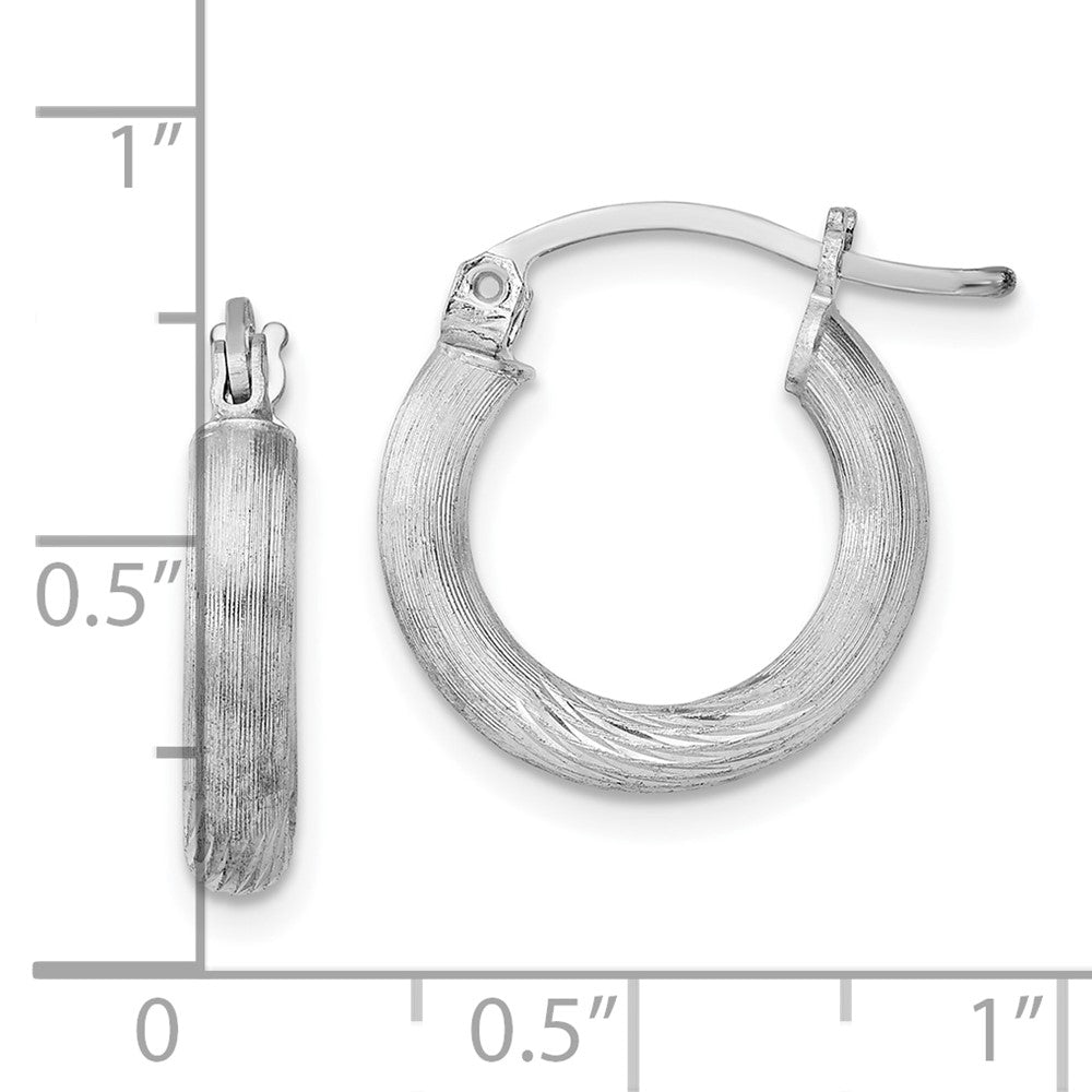 Alternate view of the 3mm, Satin, Diamond Cut Sterling Silver Hoops - 17mm (5/8 Inch) by The Black Bow Jewelry Co.