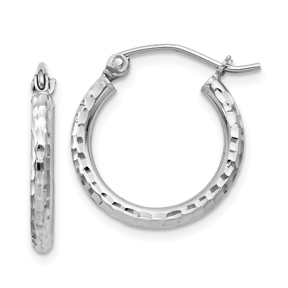 2mm Diamond Cut, Polished Sterling Silver Hoops - 17mm (5/8 Inch), Item E8891-17 by The Black Bow Jewelry Co.