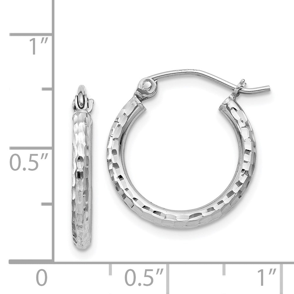 Alternate view of the 2mm Diamond Cut, Polished Sterling Silver Hoops - 17mm (5/8 Inch) by The Black Bow Jewelry Co.