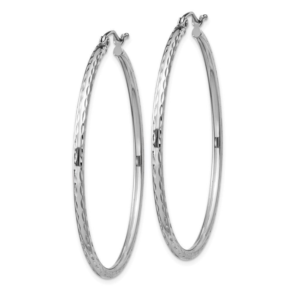 Alternate view of the 2mm Diamond Cut, Polished Sterling Silver Hoops - 45mm (1 3/4 Inch) by The Black Bow Jewelry Co.