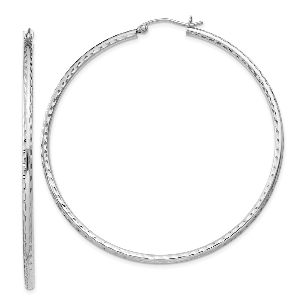 2mm, Diamond Cut, XL Sterling Silver Hoops - 55mm (2 1/8 Inch), Item E8894-55 by The Black Bow Jewelry Co.