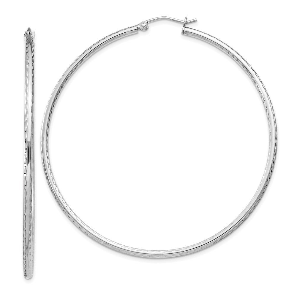 2mm, Diamond Cut, XL Sterling Silver Hoops - 60mm (2 3/8 Inch), Item E8894-60 by The Black Bow Jewelry Co.