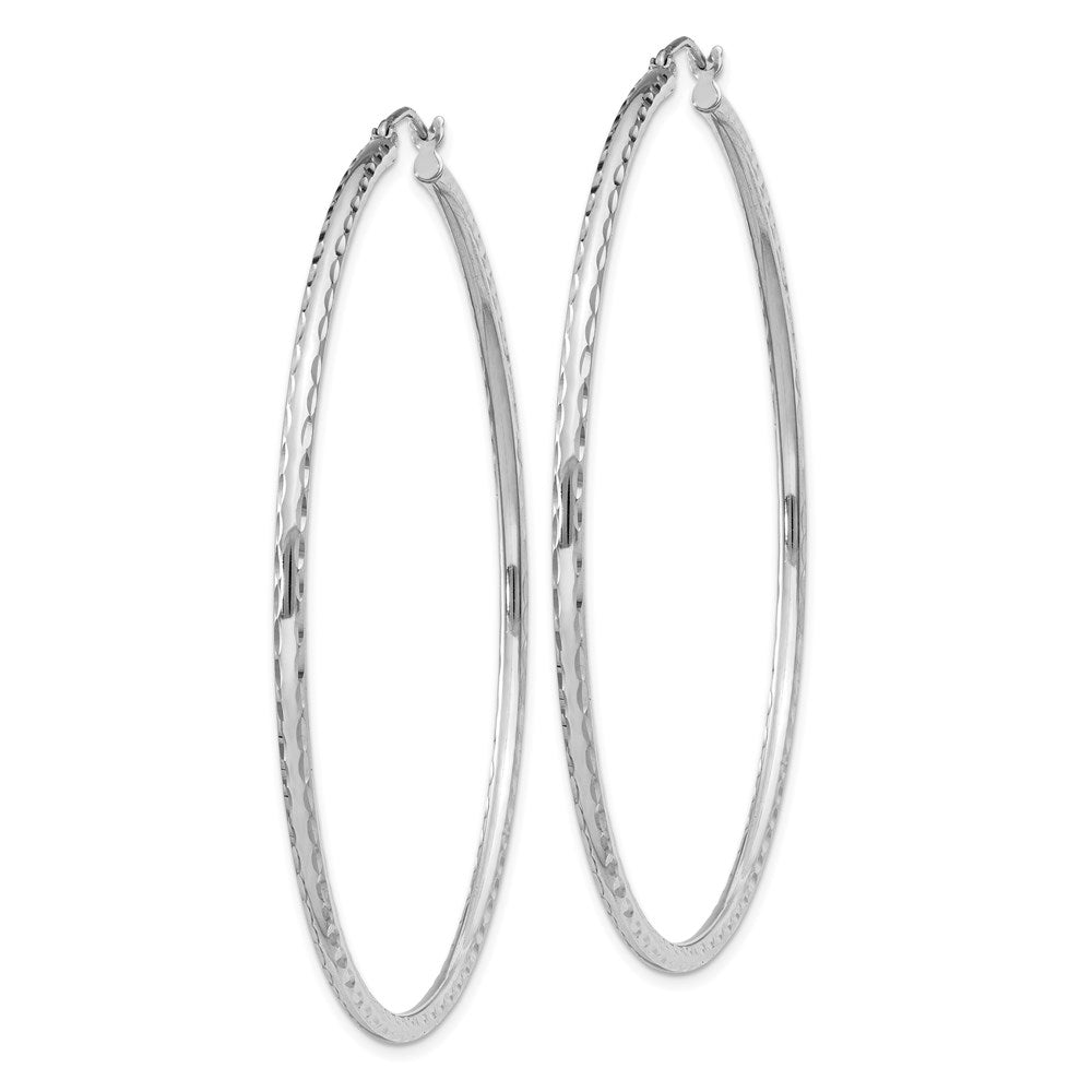 Alternate view of the 2mm, Diamond Cut, XL Sterling Silver Hoops - 60mm (2 3/8 Inch) by The Black Bow Jewelry Co.