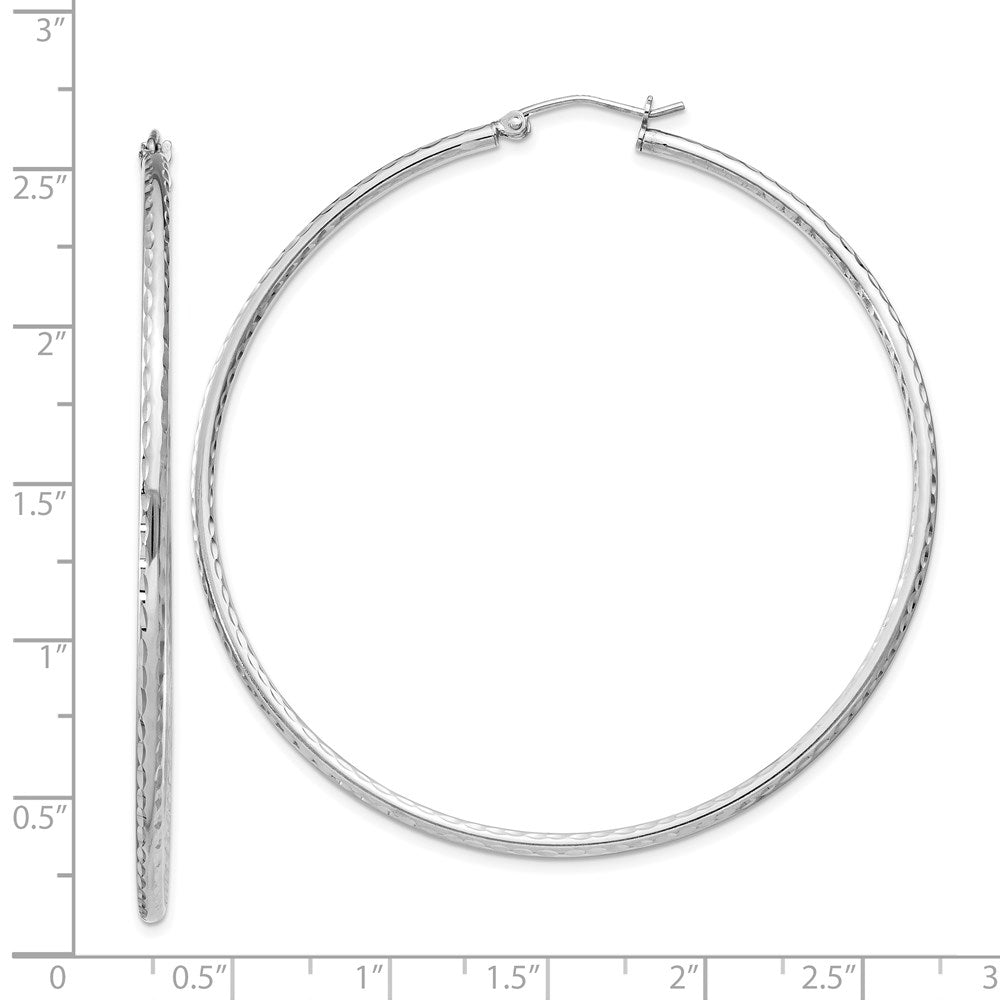 Alternate view of the 2mm, Diamond Cut, XL Sterling Silver Hoops - 60mm (2 3/8 Inch) by The Black Bow Jewelry Co.